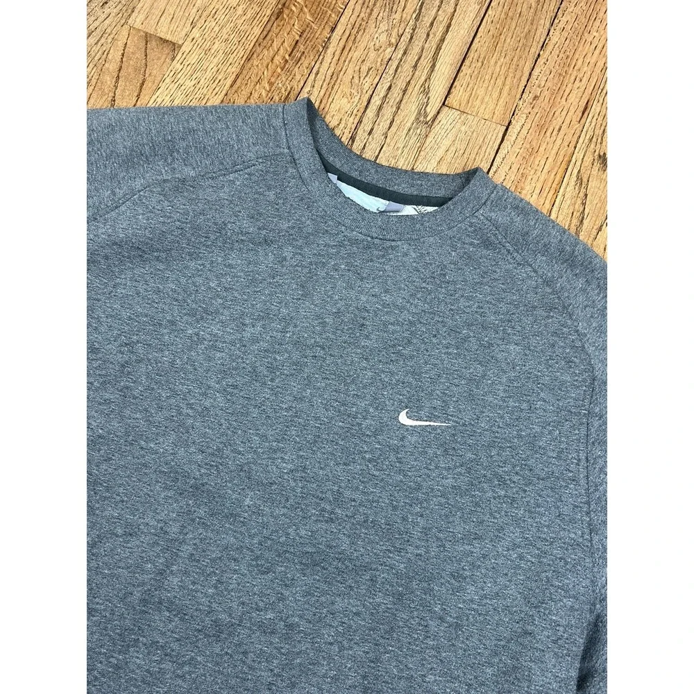 Vintage‎ Nike Y2K Crewneck Sweatshirt Mini Swoosh Logo Gray Men's Sz Large
